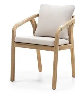 Záhradné stoličky ERICE pohodlná záhradná stolička, teak/béžová