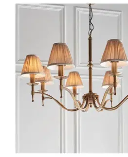 Svietidlá Endon 63629 - Luster na reťazi STANFORD 8xE14/40W/230V mosadz/béžová 63629