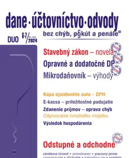 Dane, účtovníctvo Dane, účtovníctvo, odvody bez chýb, pokút a penále č. 6-7 / 2024 - Stavebná legislatíva – novinky od 1. apríla 2024