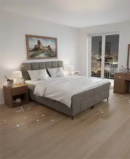 Postele KONDELA Alma boxspringová manželská posteľ hnedosivá (taupe)