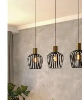 Svietidlá Eglo 901037 - Luster na lanku EMPOLI 3xE27/40W/230V čierna/zlatá 901037