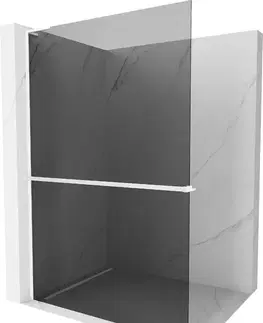 Sprchové dvere MEXEN/S - Kioto+ L Sprchová zástena WALK-IN s poličkou a držiakom uterákov 120 x 200, grafit, biela 800-120-123-20-40
