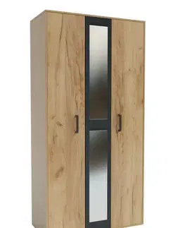 Šatníkové skrine VIVIEN šatníková skriňa 3D, Dub Craft zlatý/grafit