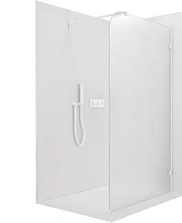 Sprchové dvere CERANO - Sprchová zástena Walk-in Orbis Round - Pravá - 8 mm - guľatá vzpera - biela matná, mliečne sklo - 120x200 CER-999932