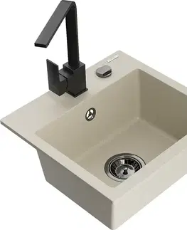 Kuchynské drezy MEXEN/S MEXEN/S - Milo granitový drez 1-miska vrátane batérie Rita, béžový 6505-69-670300-70