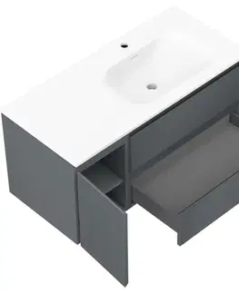Kúpeľňový nábytok MEXEN/S - Orio kúpeľňová skrinka 100 cm s umývadlom Vela pravá, 2S, 1D, grafit mat/biela mat 91A13-10047-3-BBFFF66-W23P01
