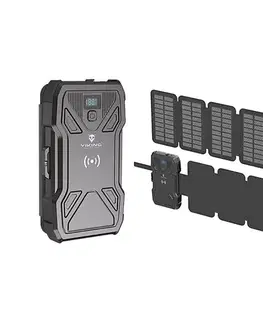 Predlžovacie káble Viking Technology Viking Power Bank s LED osvetlením, bezdrôtovým nabíjaním a solárnym panelom, USB Power Delivery 15 W / 10 000 mAh TYR1