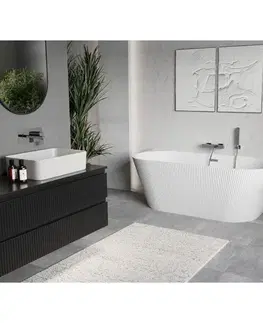 Vane MEXEN/S - Oris voľne stojaca vaňa nástenná reliéf 150 x 75, biela, sifón a prepad chróm 52871507500-01