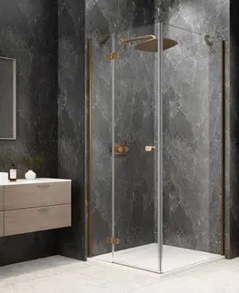 Sprchové dvere POLYSAN - GLOBE COPPER MATT štvorcová sprchová zástena 900x900, číre sklo, ľavá GB1090-3315LPG