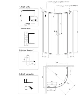 Sprchovacie kúty INVENA - Sprchovací kút štvrťkruh MARBELLA, profil: chróm, sklo frosted 90x90cm AK-46-191-O