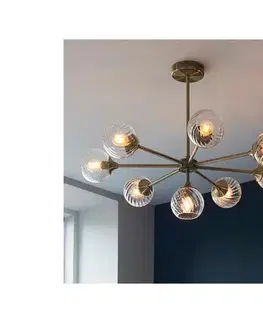 Svietidlá Endon 103172 - Luster na tyči ALLEGRA 8xE14/7W/230V mosadz/číra 103172