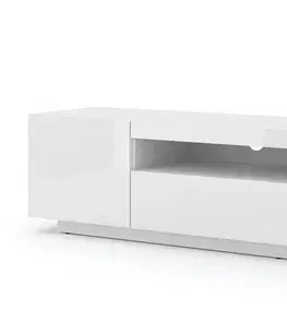 TV stolíky ArtBm TV stolík AURA 200 | biely - biely lesk