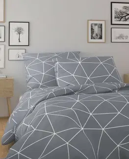 Obliečky Kvalitex Bavlnené obliečky Nordic Grid sivá, 220 x 200 cm, 2 ks 70 x 90 cm