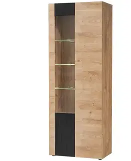 Vitríny a regály do obývačky Vitrína Aron RZS AR WSW dub ribbeck/čierna