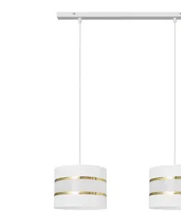 Svietidlá  Luster na lanku HELEN 2xE27/15W/230V biela/zlatá W-L 0801/2 WT+GO+MAT