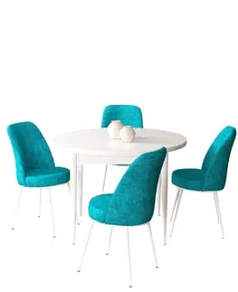 Jedálenské sety Dining Table & Chairs Set (5 Pieces) Tor - White, Turquoise