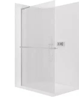 Sprchové dvere CERANO - Sprchová zástena Walk-in Onyx L-ľavá vzpera - 8 mm + polička/držiak na uteráky - chróm, ryhované sklo - 150x200 CER-8050BD929