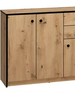 Komody do spálne Komoda Baumi 01 3D2S Dub Artisan/čierna