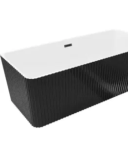 Vane MEXEN/S - Nila voľne stojaca vaňa reliéf 170 x 75, biela/čierna, sifón a prepad čierna 52841708075-70