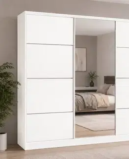 Šatníkové skrine VISAT šatníková skriňa 3D, biele drevo
