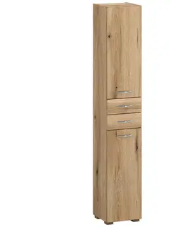 Nábytok do kúpeľne Vysoká kúpeľňová skrinka Rio 30cm dub evoke