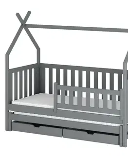 Detské postele Posteľ Domček Tytus 90x200 sivá