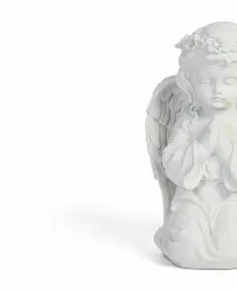 Sošky, figurky - anjeli MAKRO - Anjel biely klačiaci 23cm