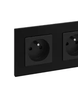 Predlžovacie káble Legrand - Dvojitá domová zásuvka 250V/16A NILOE STEP čierna LR0045+LR0033+LR0033