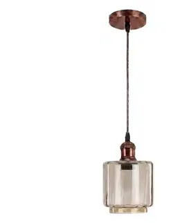 Svietidlá BRILAGI - LED luster na lanku R GLASS 1xE27/60W/230V pr. 14 cm medený/dymovo-béžový NSTK7399+AI0179