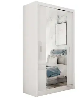 Šatníkové skrine Skriňa Blanca 150 biela/biela lesk
