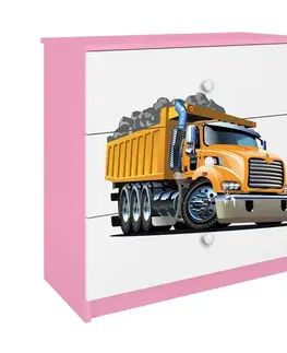 Komody so zásuvkami Detská komoda  Babydreams ružová – Nákladné auto