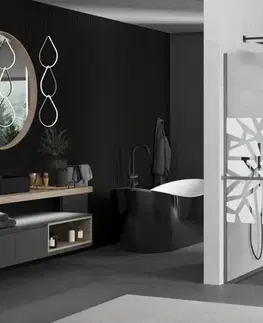 Sprchové dvere MEXEN/S - Kioto+ Sprchová zástena s poličkou WALK-IN 90 x 200, biela vzor, grafit kartáčovaná 800-090-121-66-85