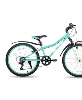 Bicykle Juniorský horský bicykel Hiland Climber 24" • 140-160 cm tyrkysová - 12,5" (140-160 cm)