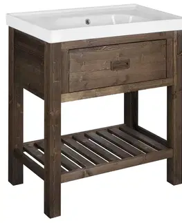 Kúpeľňový nábytok SAPHO - BRAND umývadlová skrinka 76x83x43cm, morený smrek BA088S