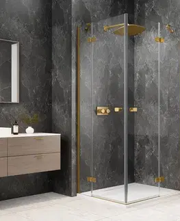 Sprchové dvere POLYSAN - GLOBE GOLD MATT obdĺžniková sprchová zástena 1200x1100, rohový vstup, číre sklo GB5210G