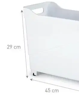 Dózy na potraviny Kinekus Organizér plastový 17 x 45 x 29cm biely s kolieskami