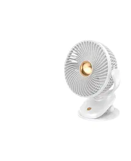 Ventilátory Eurolamp Nabíjací stolný látor s klipom 5W/5V 1200 mAh biela 300-20534