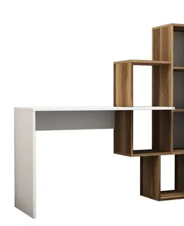 Písacie stoly Písací stôl Açelya - Walnut, White