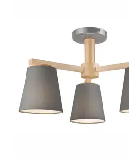 Svietidlá  Prisadený luster ELLIE 3xE27/60W/230V šedá/buk LM-3.113 GREY