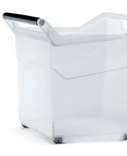Úložné boxy NABBI NUK5H plastový úložný box na kolieskach 44 l priehľadná