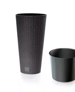 Kvetináče a truhlíky NABBI DRTUS400 vysoký plastový kvetináč 40 cm hnedá