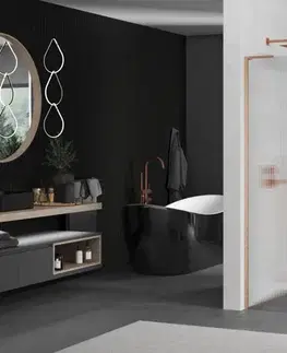 Sprchové dvere MEXEN/S - Kioto L Sprchová zástena WALK-IN 120 x 200, prúžky, meď kartáčovaná 800-120-103-65-09