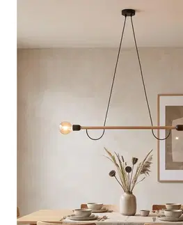 Svietidlá  Luster na lanku HELIX 2xE27/15W/230V čierna/borovica 4951
