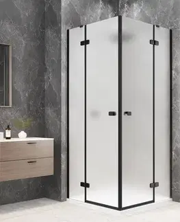 Sprchové dvere POLYSAN - GLOBE BLACK štvorcová sprchová zástena 900x900, rohový vstup, matné sklo GB5990MB