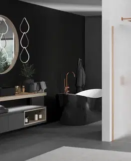 Sprchové dvere MEXEN/S - Kioto Sprchová zástena WALK-IN 90 x 200, dekor 8 mm, meď kartáčovaná 800-090-101-65-30