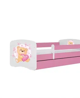 Postele pre dievčatá Detská Posteľ. Babydreams+Sz+M Ružová 70x140 Medveď s motýlmi