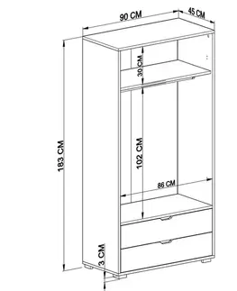Šatňové skrine Šatníková skriňa 90 Cm 1600-015