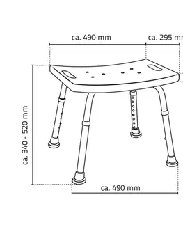 Doplnky do kúpeľne RIDDER - HANDICAP Kúpeľňová stolička, nastavitelná výška, biela A00601101
