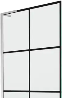 Sprchové dvere MEXEN/S - Next L vaňová zástena FIX 80 x 150, čierna vzor, chróm 895-080-000-03-77-01