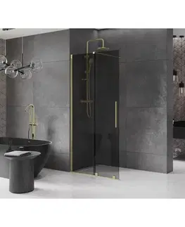 Sprchové dvere MEXEN/S - Velar Sprchová zástena posuvná Walk-in 85 x 200, grafit 8 mm, zlato kefovaná 871-085-000-43-55